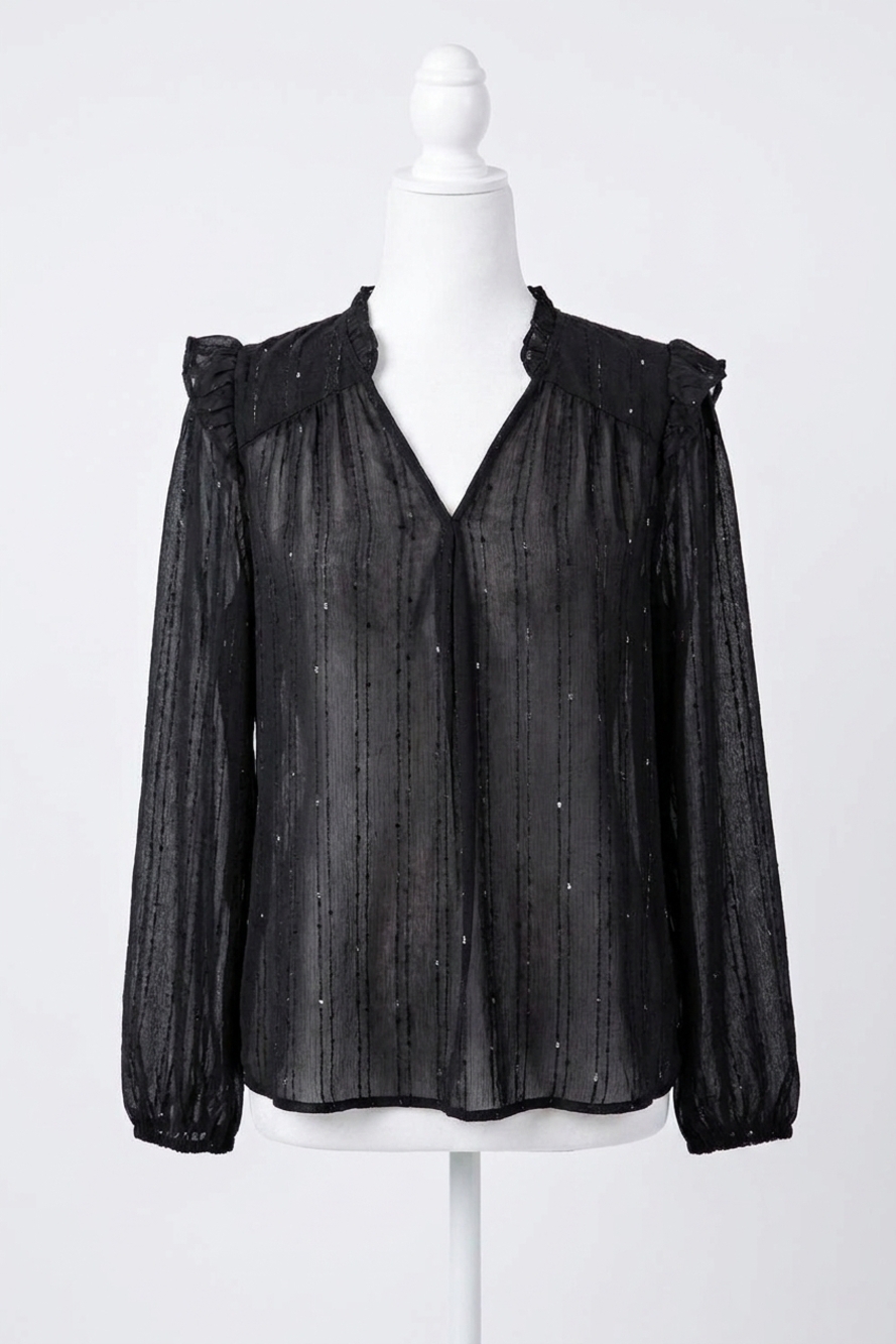 NEW KORI crinkle chiffon bodysuit in black